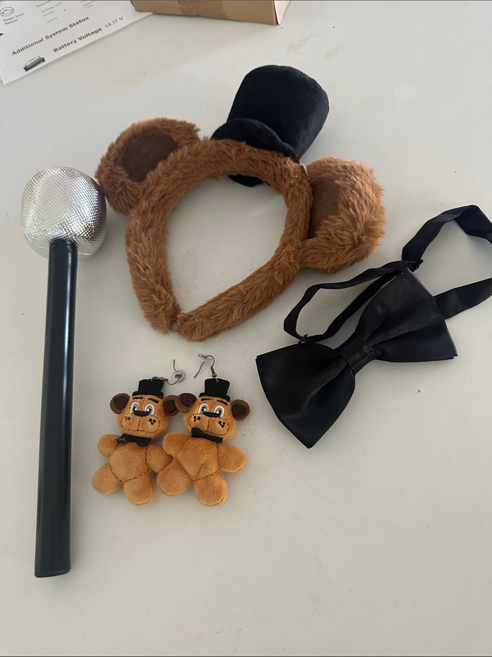 FREDDY Plush Brown Bear Headband Costume Set with Black Bow Tie and Accessory